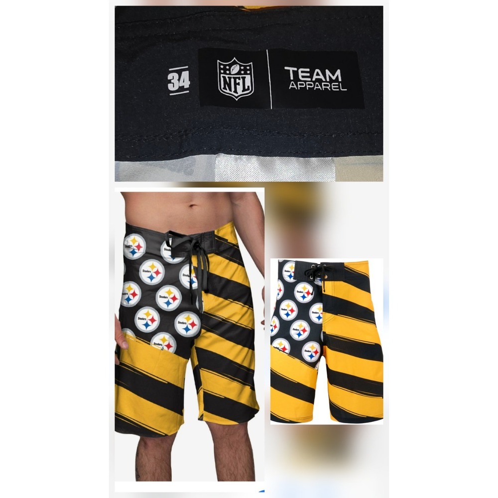 Pittsburgh Steelers NFL Team‎ swim trunks board shorts Men's size 34-36 X10